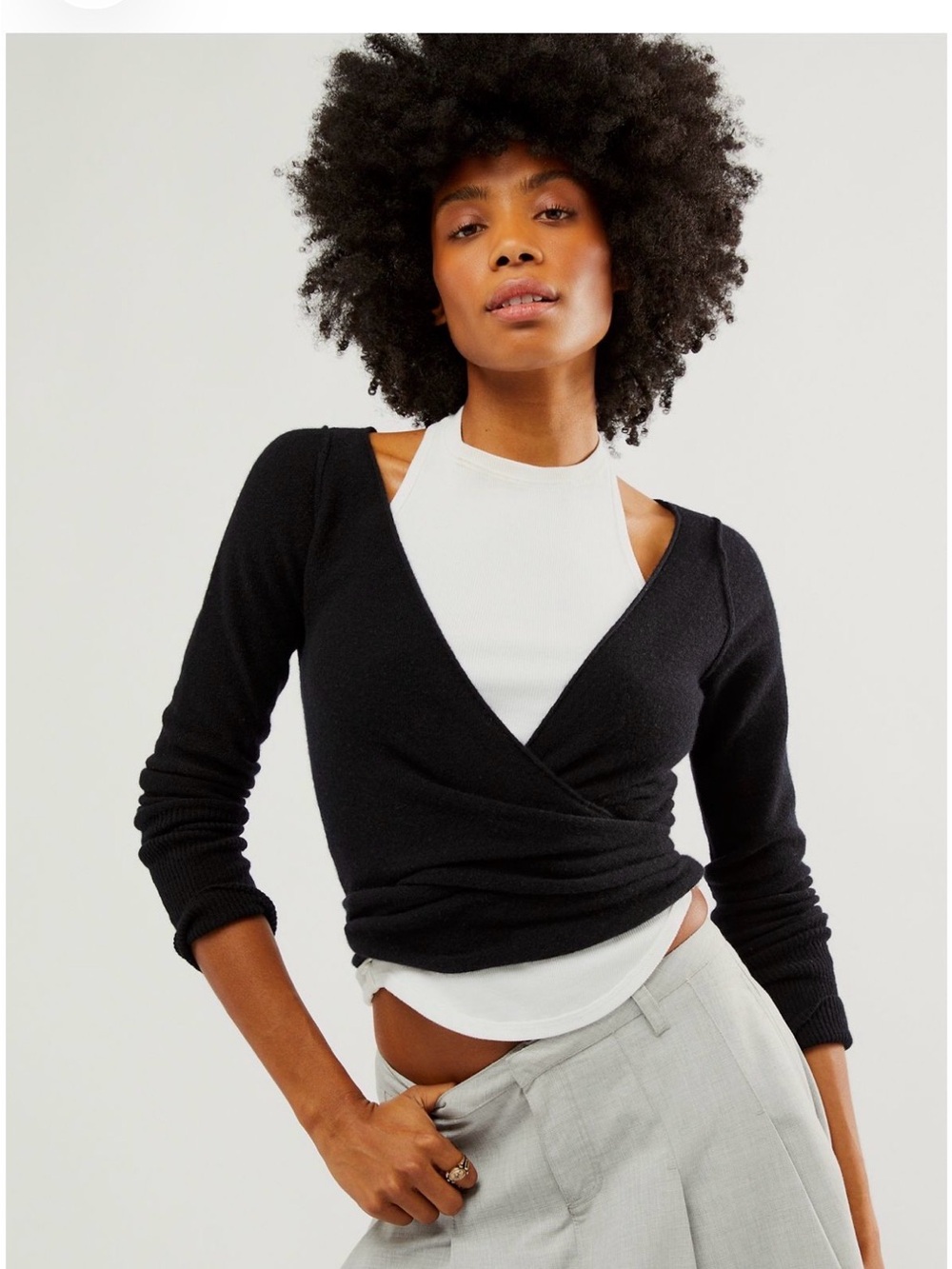Free People Wrap Shrug in Black Size Large NWT